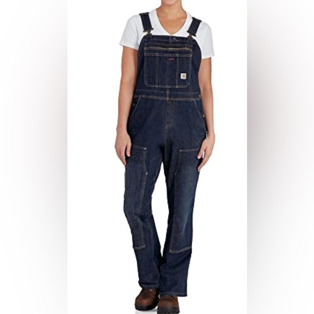 Carhartt 102443 Women’s Brewster Double Front Bib Overalls Denim, Unlined